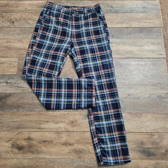 American Eagle Outfitters Super Hi-Rise Skinny Trouser Blue Plaid Ankle Pants 2 - Picture 4 of 13